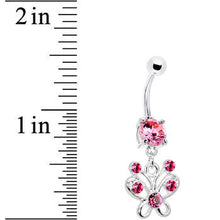 Load image into Gallery viewer, Pink Cubic Zirconia Butterfly Belly Ring
