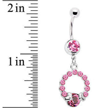 Load image into Gallery viewer, Pink Gem Wrap Me in Love Heart Dangle Belly Ring
