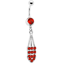 Load image into Gallery viewer, Red Jeweled Arrow Heart Belly Ring
