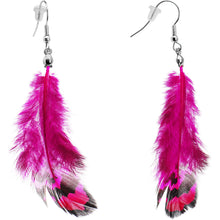 Load image into Gallery viewer, Flirtatious Fuchsia Feather Earrings
