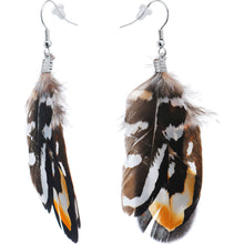 Load image into Gallery viewer, Brown White Essence Feather Earrings
