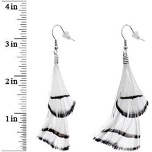 Load image into Gallery viewer, White with Black Stripe Feather Drop Earrings
