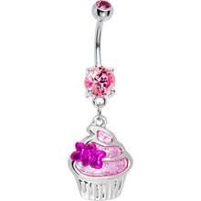 Load image into Gallery viewer, Pink Gem Butterfly Cupcake Belly Ring
