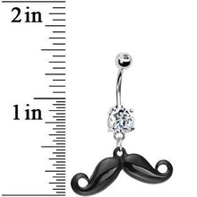 Load image into Gallery viewer, Crystalline Gem Black Mustache Belly Ring
