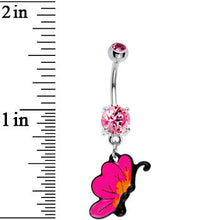 Load image into Gallery viewer, Pink CZ Chromatic Butterfly Belly Ring
