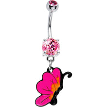 Load image into Gallery viewer, Pink CZ Chromatic Butterfly Belly Ring
