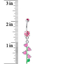 Load image into Gallery viewer, Pink Cubic Zirconia Tulips Flower Belly Ring
