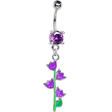 Load image into Gallery viewer, Tanzanite Cubic Zirconia Tulips Flower Belly Ring
