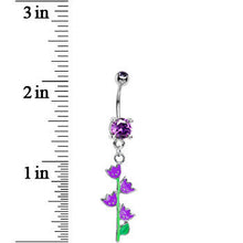 Load image into Gallery viewer, Tanzanite Cubic Zirconia Tulips Flower Belly Ring
