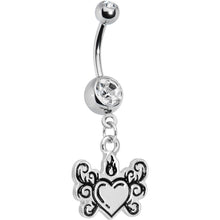 Load image into Gallery viewer, Crystalline Gem Tribal Flame Heart Belly Ring
