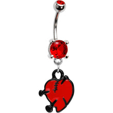 Load image into Gallery viewer, Ruby Red Gem Nail in Heart Belly Ring
