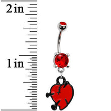 Load image into Gallery viewer, Ruby Red Gem Nail in Heart Belly Ring
