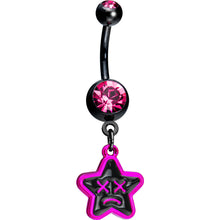 Load image into Gallery viewer, Pink Gem Unhappy Face Star Belly Ring
