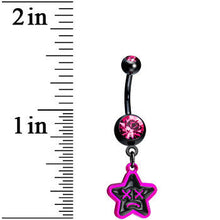 Load image into Gallery viewer, Pink Gem Unhappy Face Star Belly Ring
