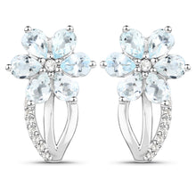 Load image into Gallery viewer, 1.54 Carat Genuine Aquamarine and White Topaz .925 Sterling Silver Earrings
