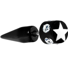 Load image into Gallery viewer, Black White Star Gem Fake Taper Ear Plug
