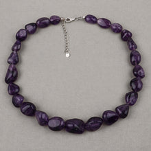 Load image into Gallery viewer, Amethyst Beaded Necklace, Genuine Raw Amethyst Beads Necklace for Women in Sterling Silver, February Birthstone Necklace, Gift for Mom
