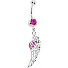 Load image into Gallery viewer, Pink Gem Angel Wing Belly Ring
