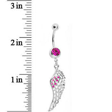 Load image into Gallery viewer, Pink Gem Angel Wing Belly Ring
