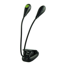 Load image into Gallery viewer, Super Adjustable Goosenecks Clip LED Lamp For Book Reading With Stand And Double Ligh  Rechargeable 12 LED Warm Book Light, Clip On Bed Reading Light, Music Stand Lamp, 2 Brightness &amp; 2 Goosenecks Light Up 2 Full Pages. Perfect For Bookworms, Kids &amp; Music
