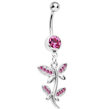 Load image into Gallery viewer, Pink Gem Flowering Butterfly Belly Ring
