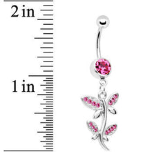 Load image into Gallery viewer, Pink Gem Flowering Butterfly Belly Ring
