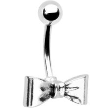 Load image into Gallery viewer, Silver Tone Bow Belly Ring
