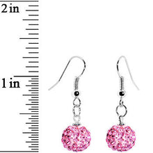 Load image into Gallery viewer, 10mm Pink Crystal Ferido Ball Drop Earrings
