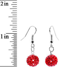 Load image into Gallery viewer, 10mm Red Crystal Ferido Ball Drop Earrings
