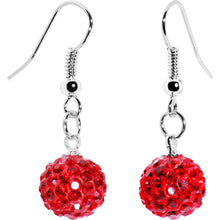 Load image into Gallery viewer, 10mm Red Crystal Ferido Ball Drop Earrings
