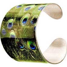 Load image into Gallery viewer, Glam Green Peacock Cuff Bracelet

