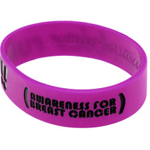 Load image into Gallery viewer, Purple Black Boobies Rule Awareness for Breast Cancer Bracelet
