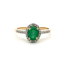 Load image into Gallery viewer, .74ct Emerald Diamond Ring 14KT Yellow Gold
