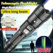 Load image into Gallery viewer, Ultra-Bright Tactical LED Flashlight – 3 Modes, USB Rechargeable, 600 Lumen, Outdoor, Hiking &amp; Camping
