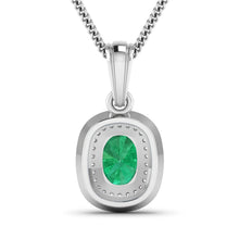 Load image into Gallery viewer, 1.50 Carat Genuine Zambian Emerald and White Diamond 14K White Gold Pendant
