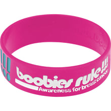 Load image into Gallery viewer, Pink Aqua Boobies Rock Breast Cancer Bracelet
