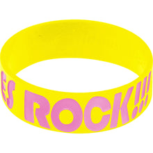 Load image into Gallery viewer, Yellow Pink Boobies Rock Breast Cancer Bracelet
