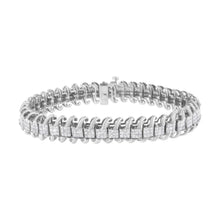 Load image into Gallery viewer, 14K White Gold 5.0 Cttw Princess Cut Diamond 7" Invisible Set Wavy S-Link Tennis Bracelet (G-H Color, SI1-SI2 Clarity)
