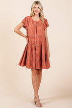 Load image into Gallery viewer, Lace Detail Ruffled Button Down Tiered Dress For Women – Romantic, Fluttering, Trendy, Elegant, Boho, Feminine &amp; Whimsical Style
