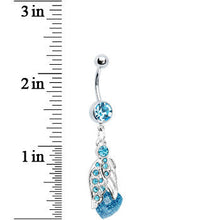 Load image into Gallery viewer, Blue Gem Heaven Angelic Heart Belly Ring
