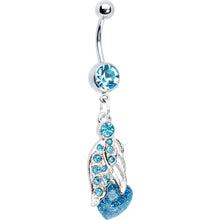 Load image into Gallery viewer, Blue Gem Heaven Angelic Heart Belly Ring
