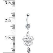 Load image into Gallery viewer, Clear Gem Perfect Posy Flower Dangle Belly Ring

