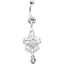 Load image into Gallery viewer, Clear Gem Perfect Posy Flower Dangle Belly Ring
