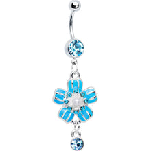 Load image into Gallery viewer, Sky Blue Gem Perfect Posy Flower Dangle Belly Ring
