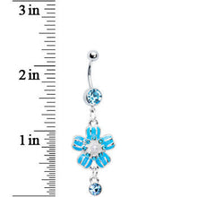 Load image into Gallery viewer, Sky Blue Gem Perfect Posy Flower Dangle Belly Ring

