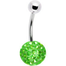 Load image into Gallery viewer, Peridot Green Pave Crystal Sparkler Belly Ring
