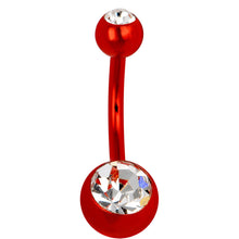 Load image into Gallery viewer, Red Anodized Titanium Double Gem Belly Ring
