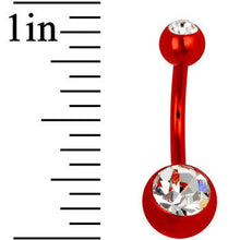 Load image into Gallery viewer, Red Anodized Titanium Double Gem Belly Ring
