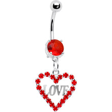 Load image into Gallery viewer, Ravishing Red Heart of Love Gem Belly Ring
