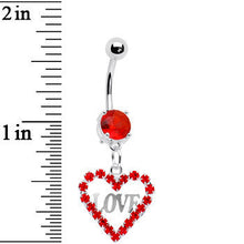 Load image into Gallery viewer, Ravishing Red Heart of Love Gem Belly Ring
